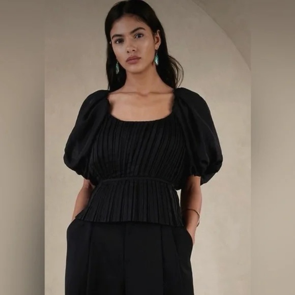 Banana Republic Black Puff Sleeve Blouse